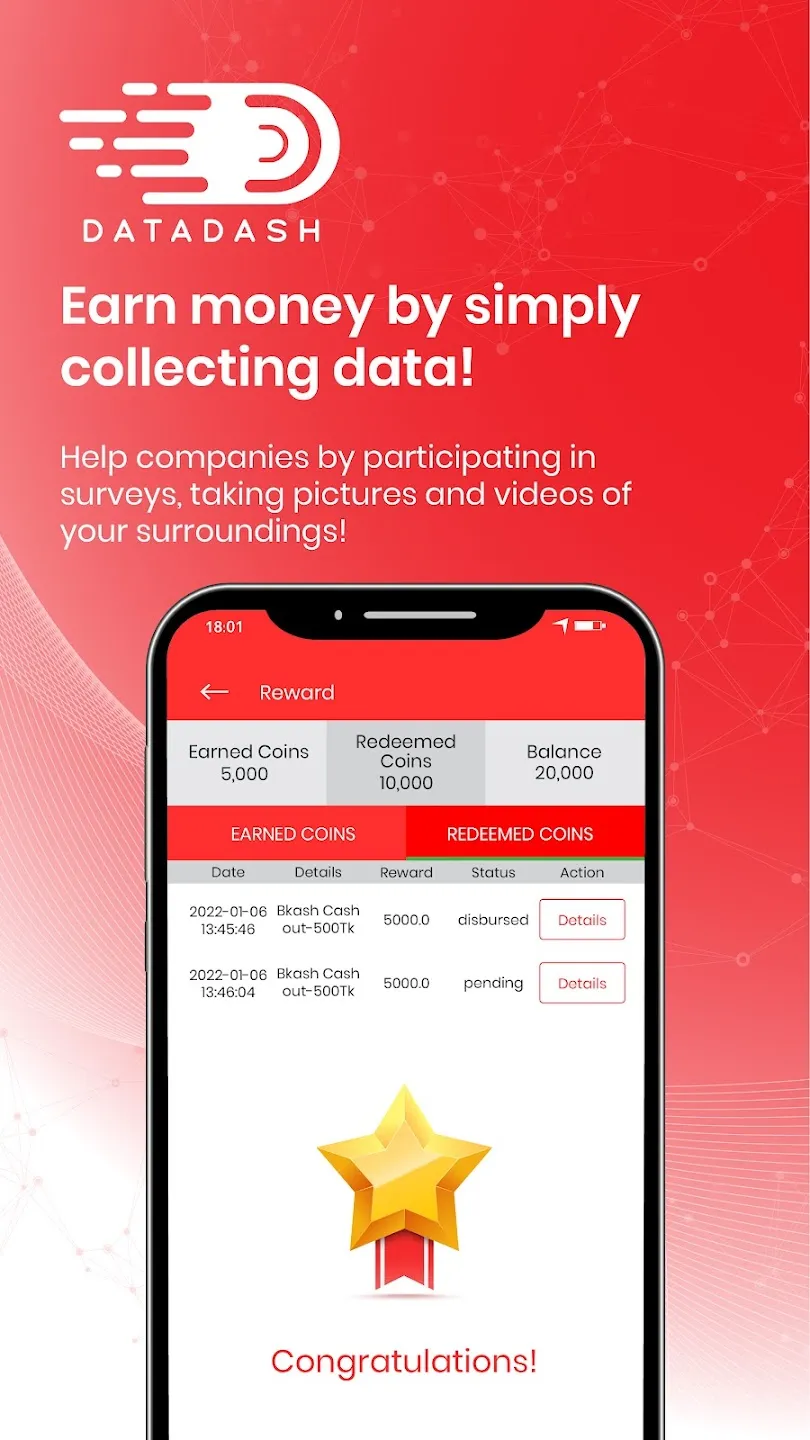 Screenshots of the datadash