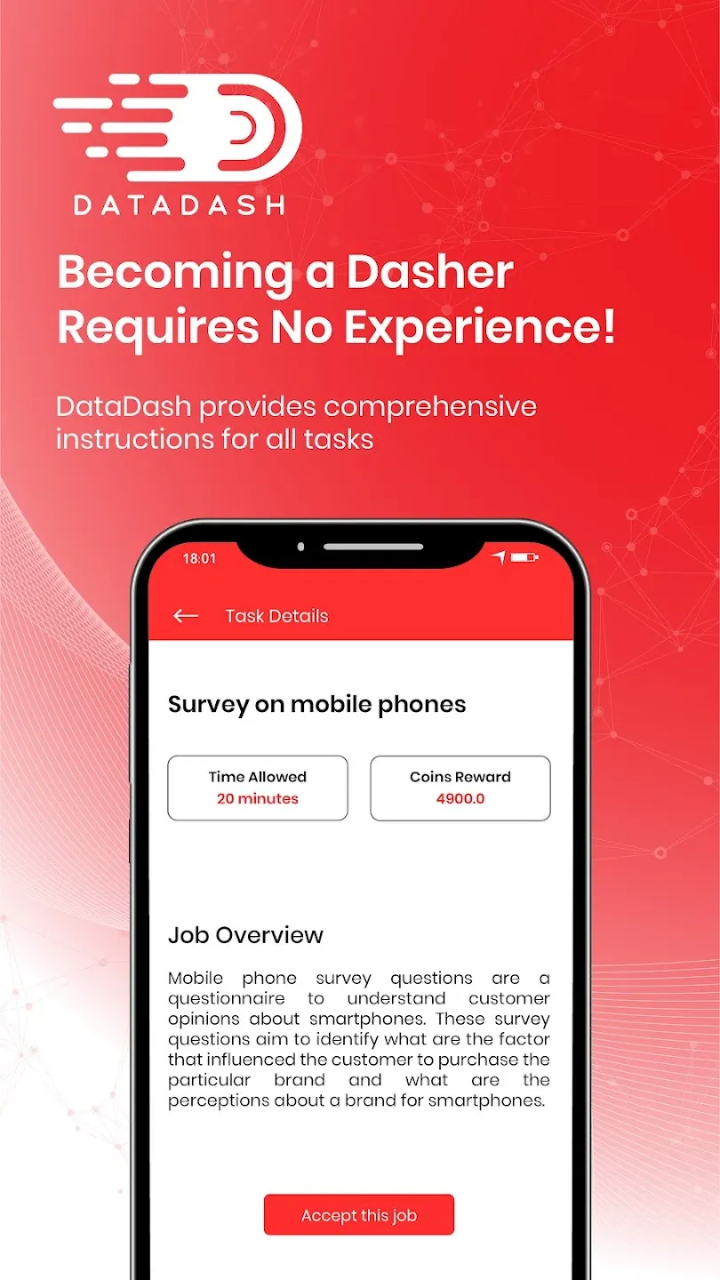 Screenshots of the datadash